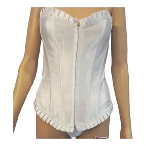 White Ruffle Corset Womens Lace Up high end fashion Lingerie